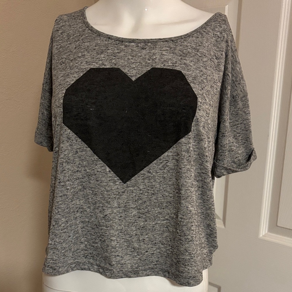 Stussy Lovemade Gray Heart Print Women's Top